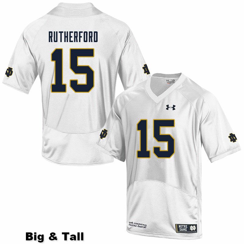 Men's NCAA Notre Dame Fighting Irish #15 Isaiah Rutherford Stitched College Under Armour Authentic White Big & Tall Football Jersey AC10H40GE